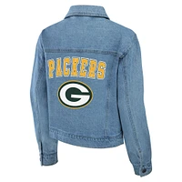 Veste en jean à boutons-pression pour femme WEAR by Erin Andrews des Green Bay Packers