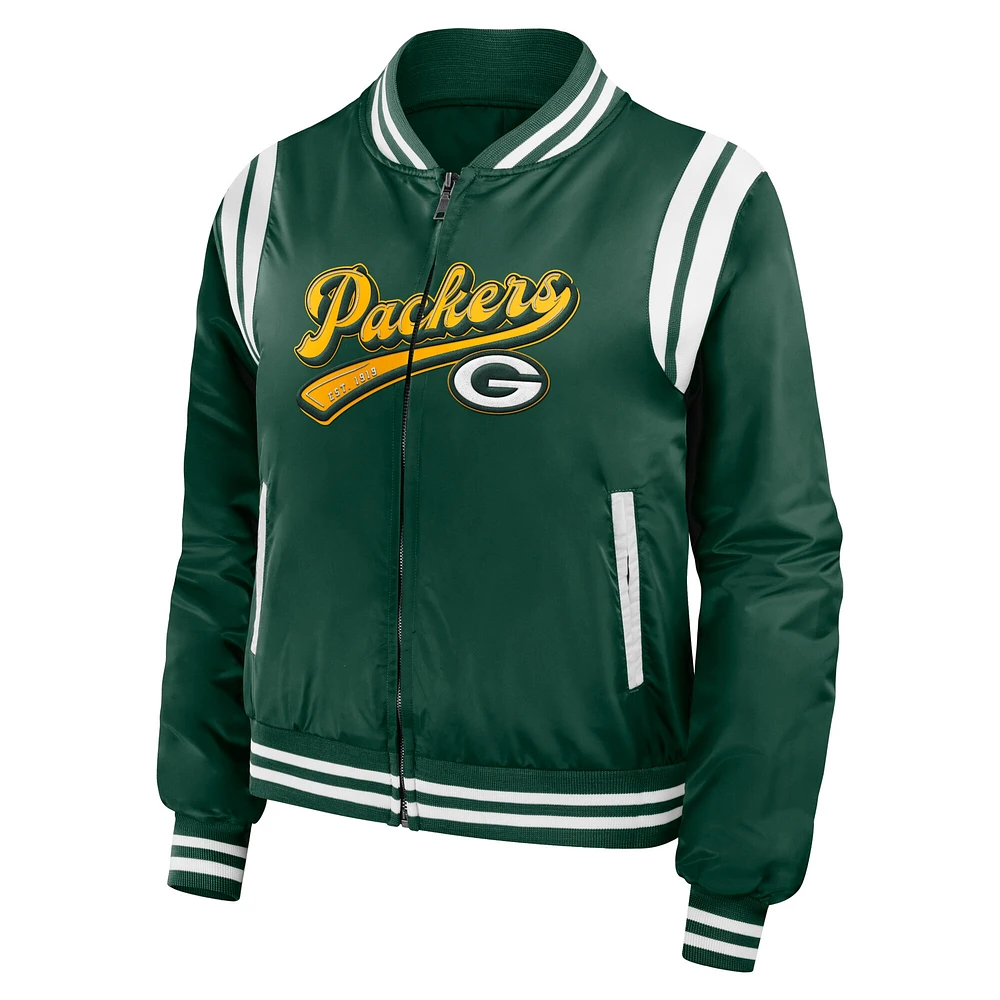 Veste aviateur entièrement zippée WEAR by Erin Andrews Green Bay Packers pour femme