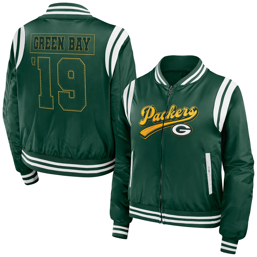 Women's WEAR by Erin Andrews Green Bay Packers Bomber Full-Zip Jacket