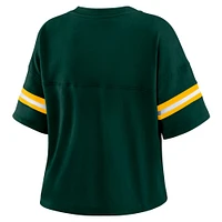 Women's WEAR by Erin Andrews Green Bay Packers Color Block Boxy Modest Crop V-Neck T-Shirt