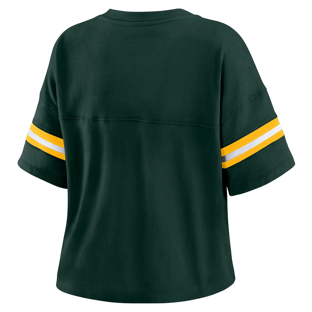 T-shirt à col en V blocs de couleurs vert Green Bay Packers pour femme WEAR by Erin Andrews