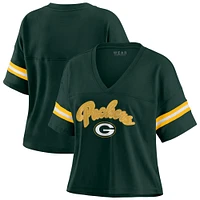 T-shirt à col en V blocs de couleurs vert Green Bay Packers pour femme WEAR by Erin Andrews