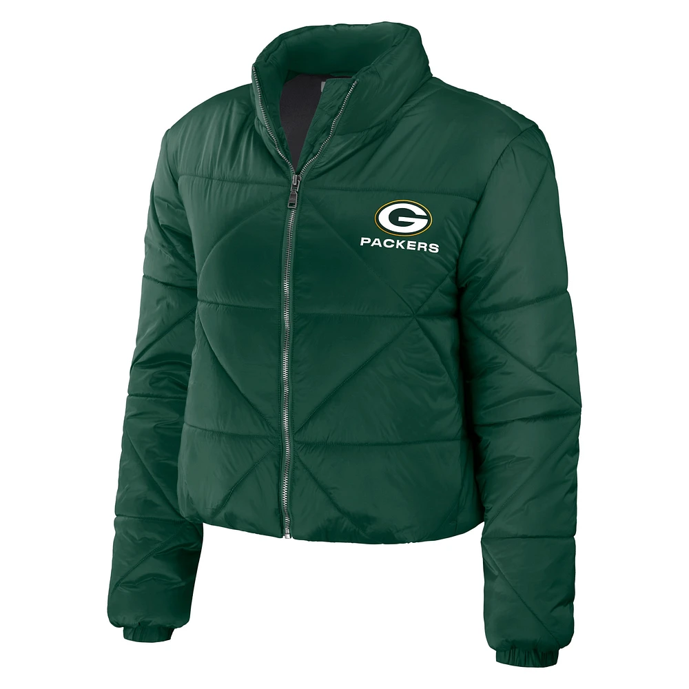 Women's WEAR by Erin Andrews  Green Bay Packers Cropped Puffer Full-Zip Jacket