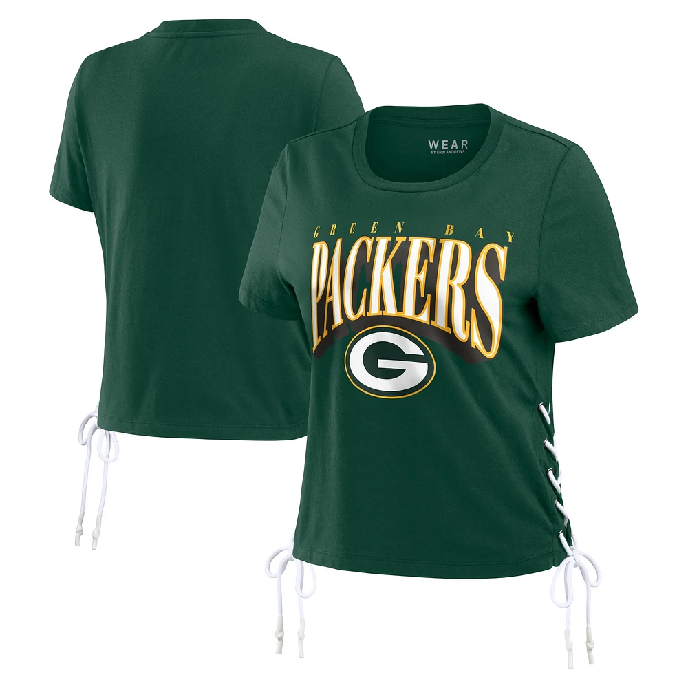 T-shirt court à lacets sur le côté pour femme WEAR by Erin Andrews Green Bay Packers