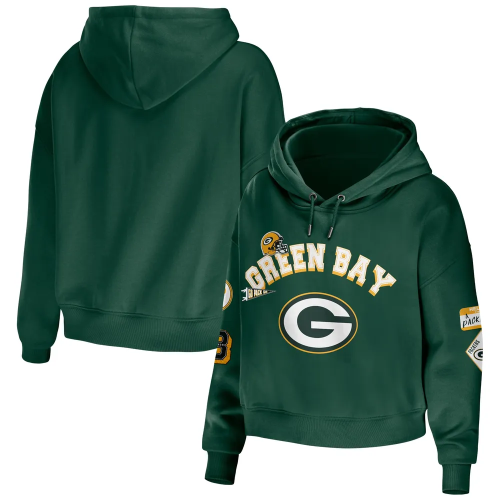 Lids Green Bay Packers WEAR by Erin Andrews Women's Modest Cropped Pullover  Hoodie
