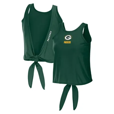 WEAR by Erin Andrews Green Bay Packers - Débardeur dos ouvert à nouer torsadé pour femme