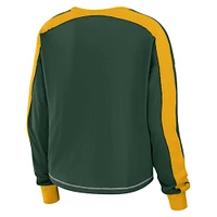 Women's WEAR by Erin Andrews Green Bay Packers Plus Colorblock Long Sleeve T-Shirt