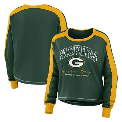 Women's WEAR by Erin Andrews Green Bay Packers Plus Colorblock Long Sleeve T-Shirt