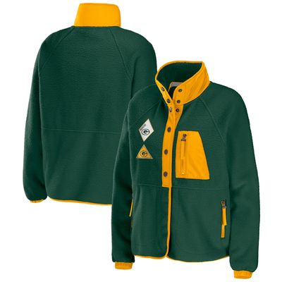 Women's WEAR by Erin Andrews Green Bay Packers Polar Fleece Raglan Full-Snap Jacket