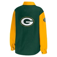 WEAR by Erin Andrews Green Veste chemise à pression des Packers de Bay pour femmes