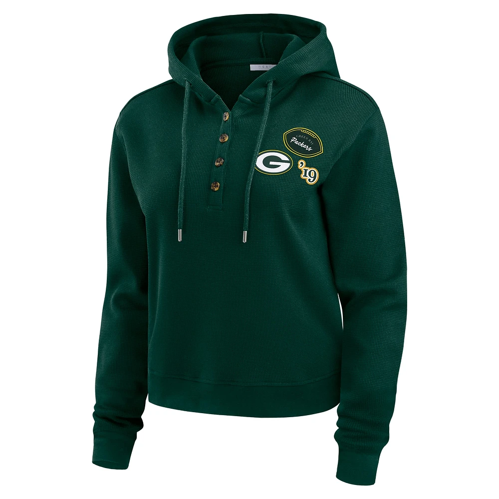 Women's WEAR by Erin Andrews  Green Bay Packers Waffle Hoodie Pullover Top