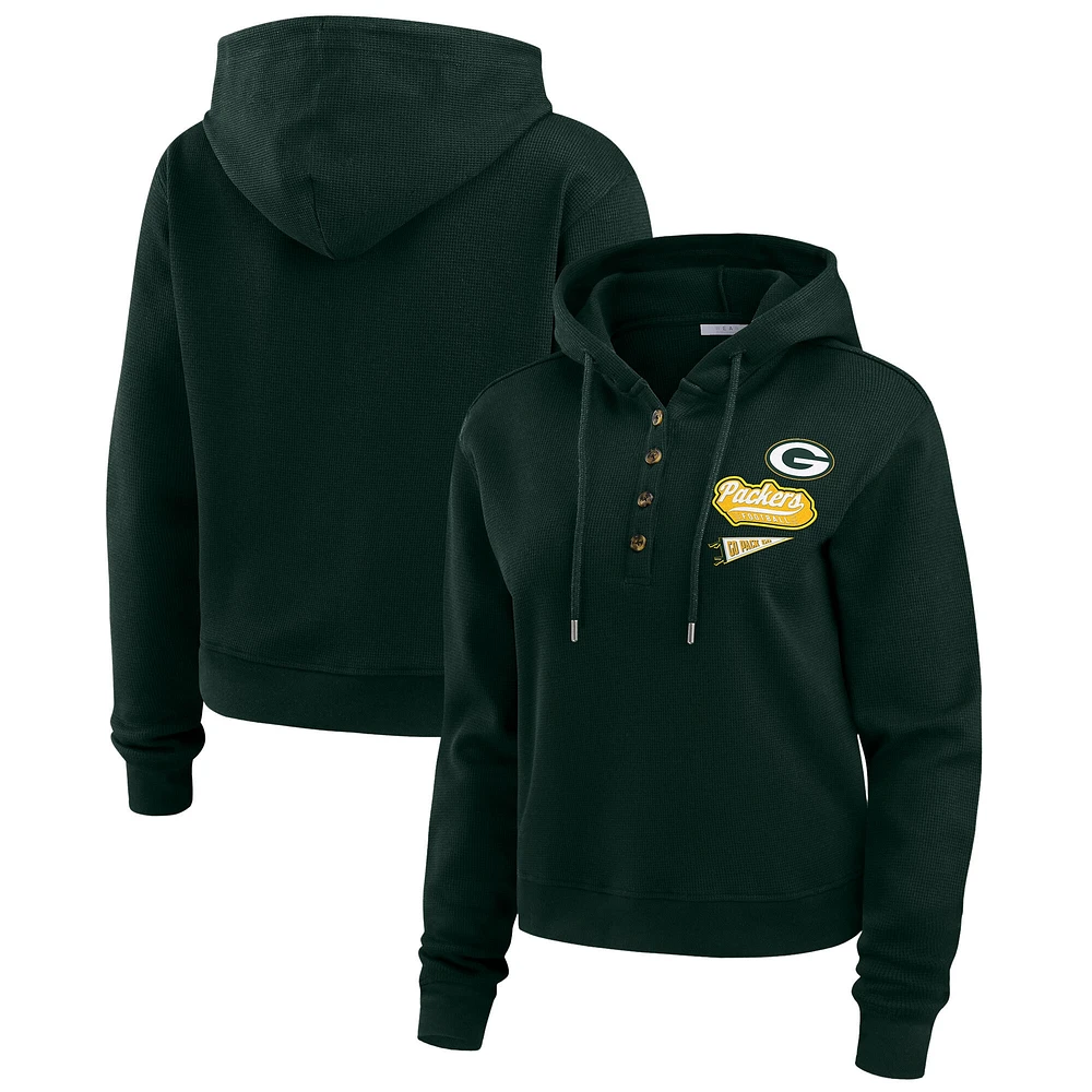 Sweat à capuche en tricot gaufré WEAR by Erin Andrews pour femme, vert, des Packers de Green Bay