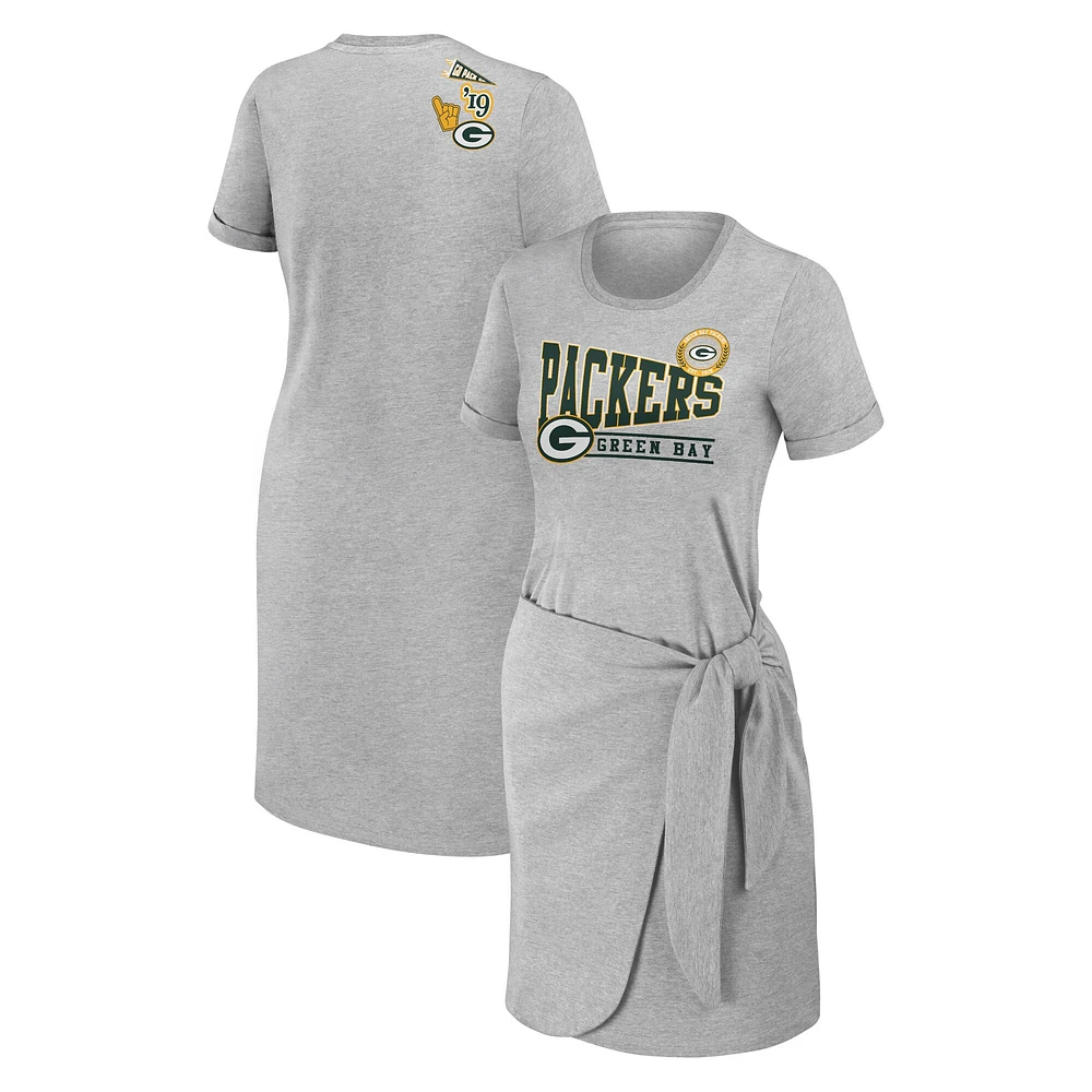 Robe t-shirt nouée pour femme WEAR by Erin Andrews Heather Gray des Packers de Green Bay