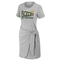 Women's WEAR by Erin Andrews Heather Gray Green Bay Packers  Knotted T-Shirt Dress