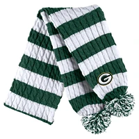Ensemble bonnet à revers à rayures torsadées avec pompon et écharpe pour femme WEAR by Erin Andrews White Green Bay Packers