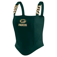 Haut corset à maillons en chaîne Green Bay Packers pour femme par Erin Andrews x Gracie Hunt