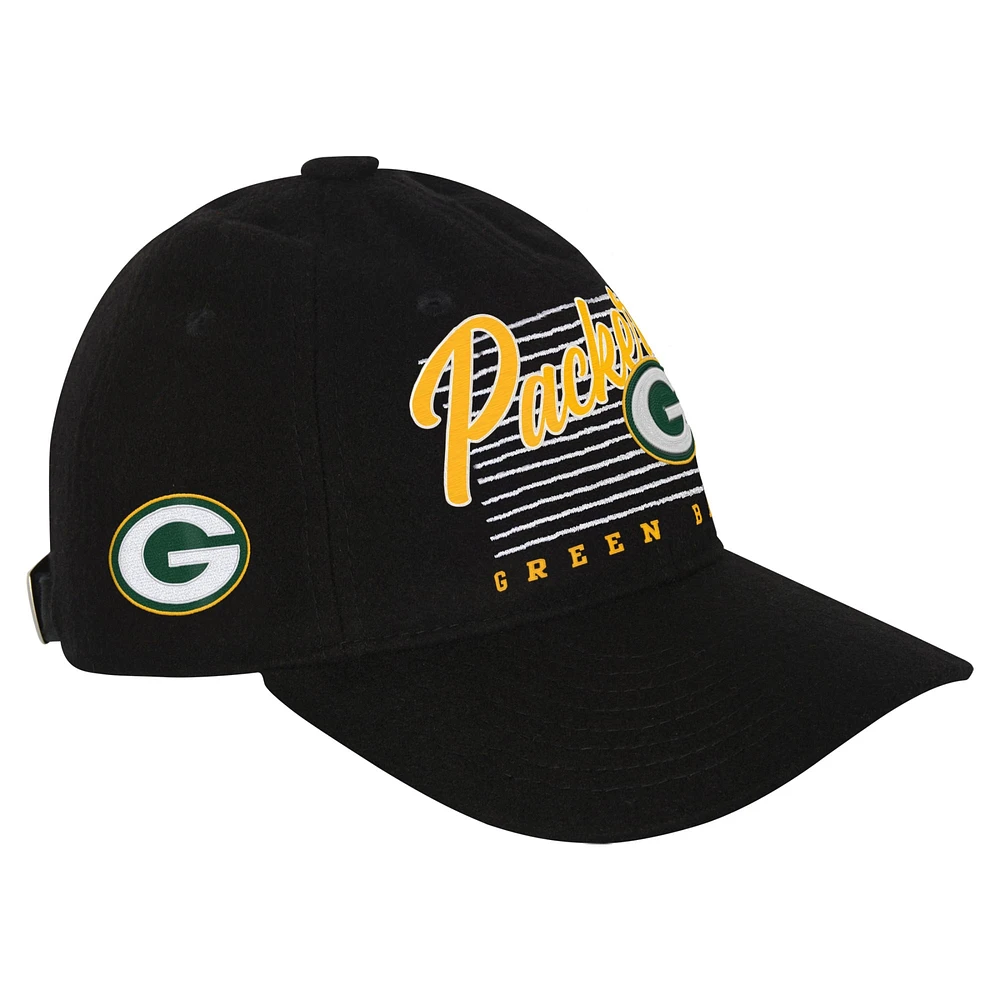 Youth Black Green Bay Packers Retro Wooly Adjustable Hat