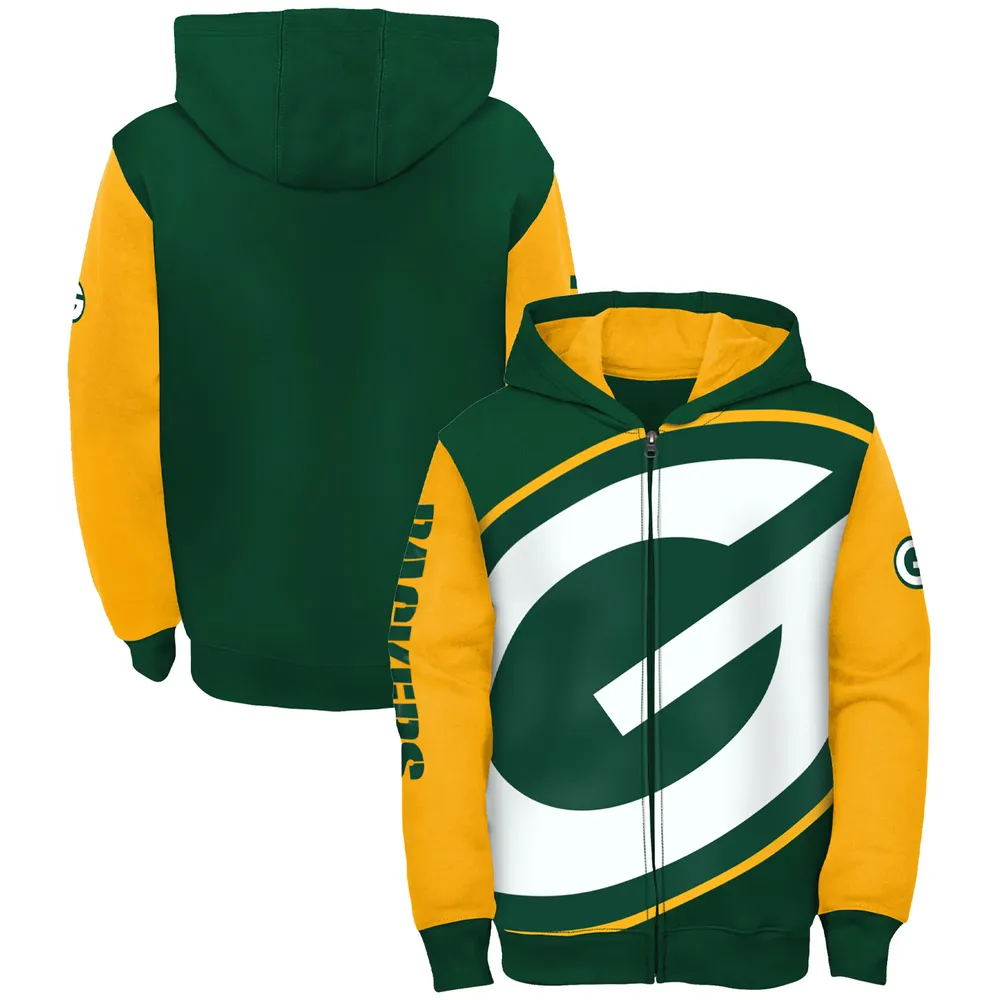 Youth Green Bay Packers Green Heritage Long Sleeve Hoodie