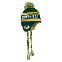 Bonnet tricoté à pompon en jacquard vert Green Bay Packers pour jeunes