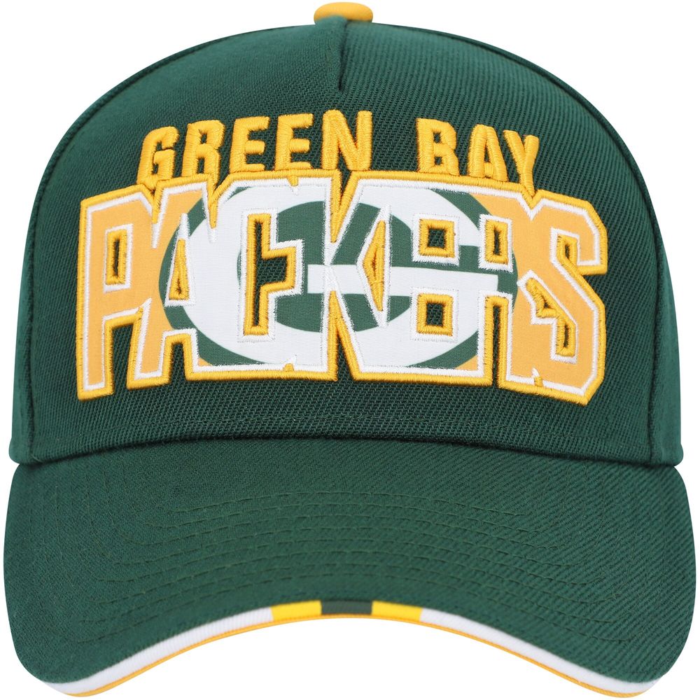 Outerstuff Youth Green Green Bay Packers On Trend Precurved A-Frame  Snapback Hat