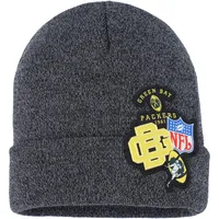 Youth Mitchell & Ness Black Green Bay Packers XL Logo Cuffed Knit Hat