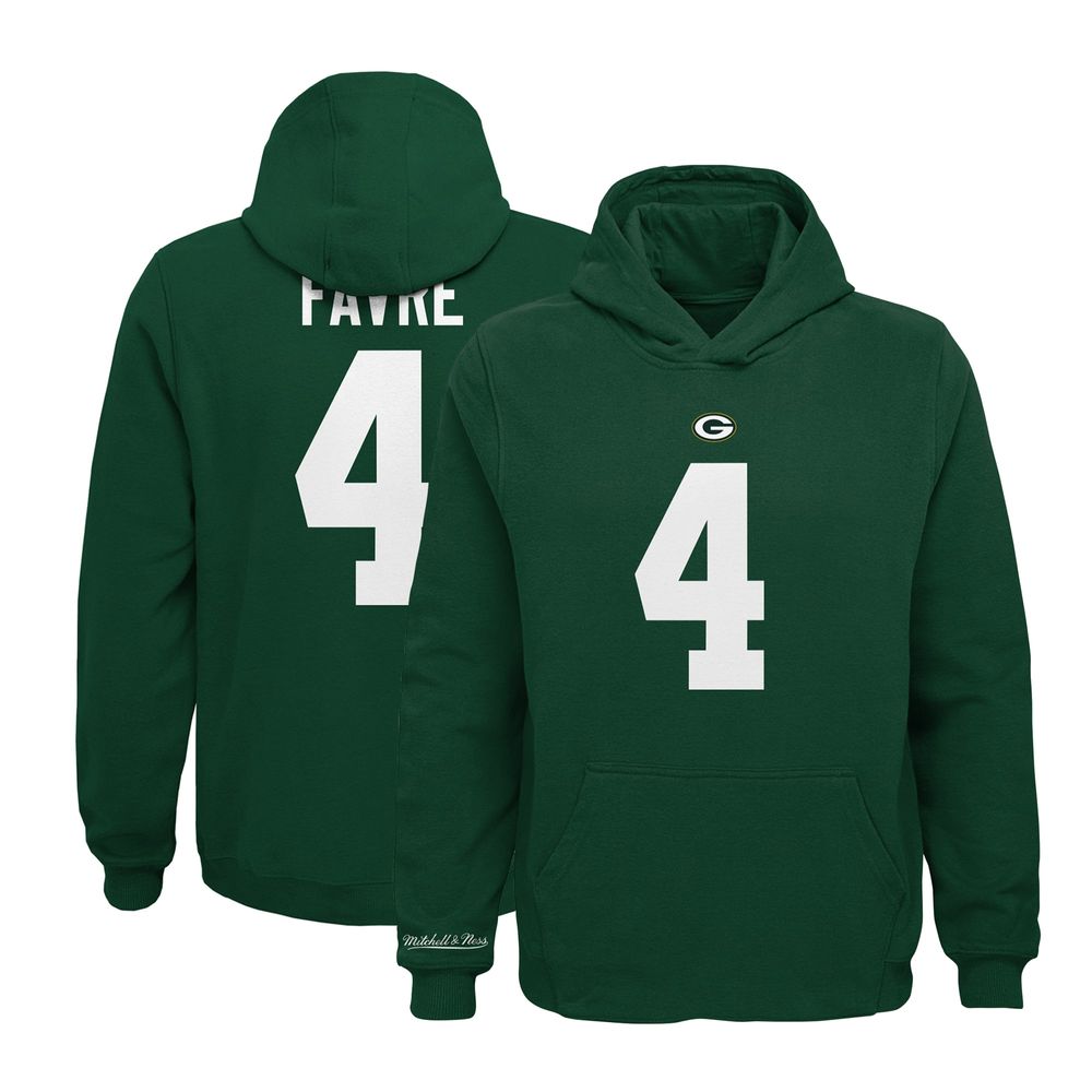 Youth Mitchell & Ness Brett Favre Green Bay Packers Retired Player Name Number Pullover Hoodie