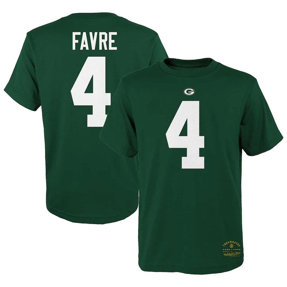 Mitchell & Ness Youth Mitchell & Ness Brett Favre Green Bay Packers Retired  Retro Player Name Number T-Shirt