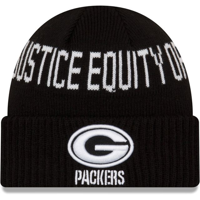 Junior New Era Green Bay Packers Noir Justice sociale Cuffed Bonnet