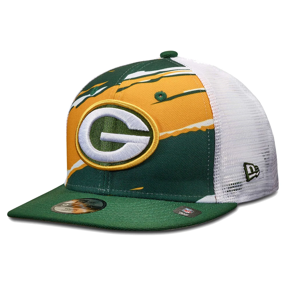 Youth New Era Green Green Bay Packers Tear 9FIFTY Trucker Snapback Hat