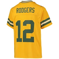 Maillot de jeu d'équipe inversé Nike Aaron Rodgers Gold Green Bay Packers pour jeune