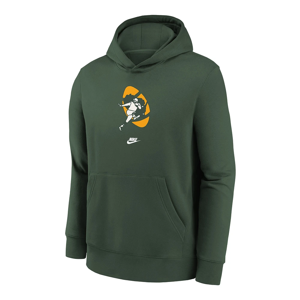 Sweat à capuche en molleton avec logo Nike Green Bay Packers Club pour jeunes