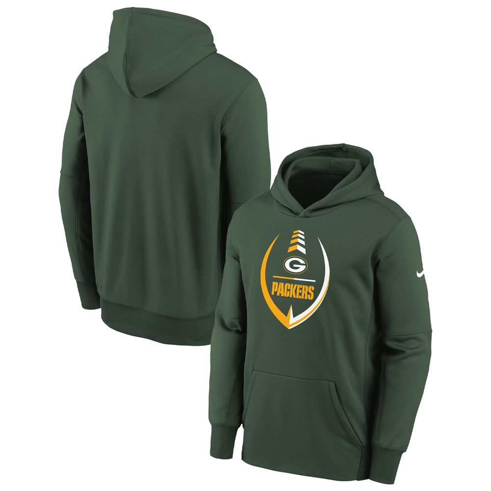 Nike Youth Nike Green Bay Packers Icon Therma Pullover Hoodie