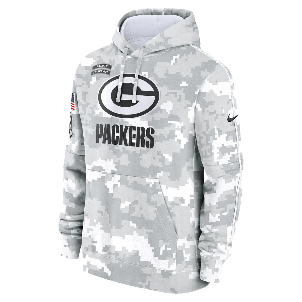 Sweat à capuche Nike pour jeunes Green Bay Packers 2024 Salute To Service blanc/gris