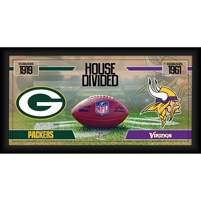 Collage de football encadré 10" x 20" des Packers de Green Bay contre les Vikings du Minnesota