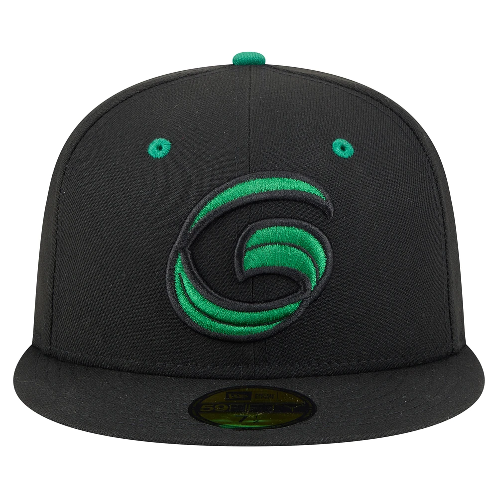 Men's New Era  Black Greensboro Grasshoppers Authentic Collection 59FIFTY Fitted Hat