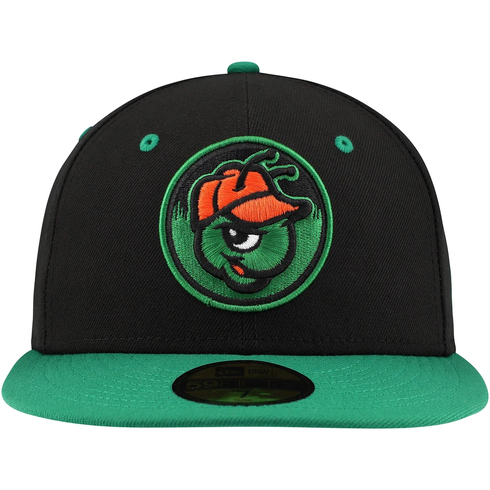 Casquette ajustée 59FIFTY de la collection authentique des Greensboro Grasshoppers New Era noire pour hommes