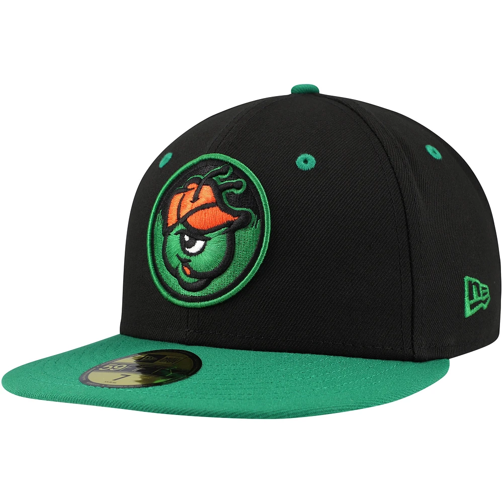 Casquette ajustée 59FIFTY de la collection authentique des Greensboro Grasshoppers New Era noire pour hommes