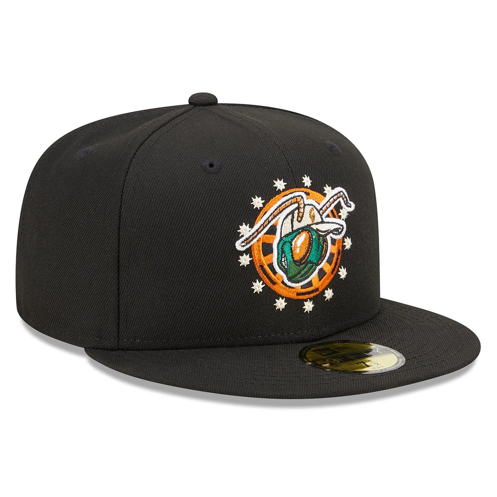 Men's New Era Black Greensboro Grasshoppers Marvel x Minor League 59FIFTY Fitted Hat