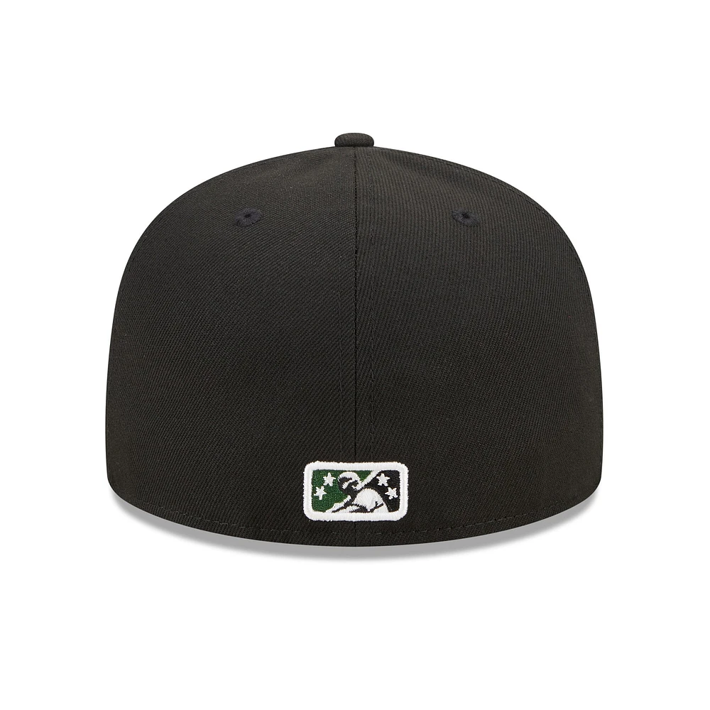 Men's New Era Black Greensboro Grasshoppers Marvel x Minor League 59FIFTY Fitted Hat