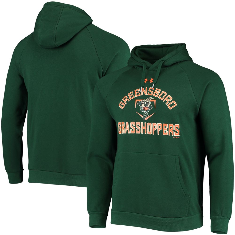 Men's Under Armour Green Greensboro Grasshoppers All Day Raglan Fleece Pullover Hoodie