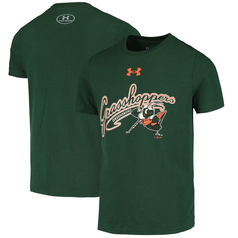 Youth Under Armour Green Greensboro Grasshoppers Team Logo T-Shirt