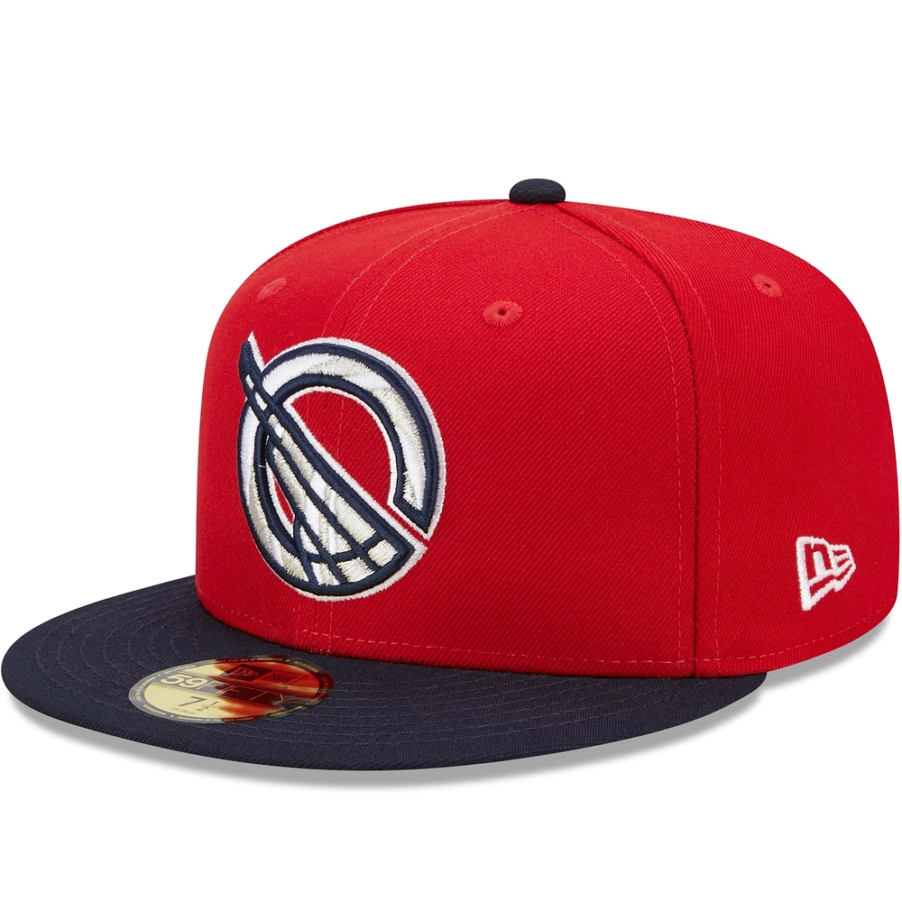 Men's New Era Red/Navy Greenville Drive Marvel x Minor League 59FIFTY Fitted Hat