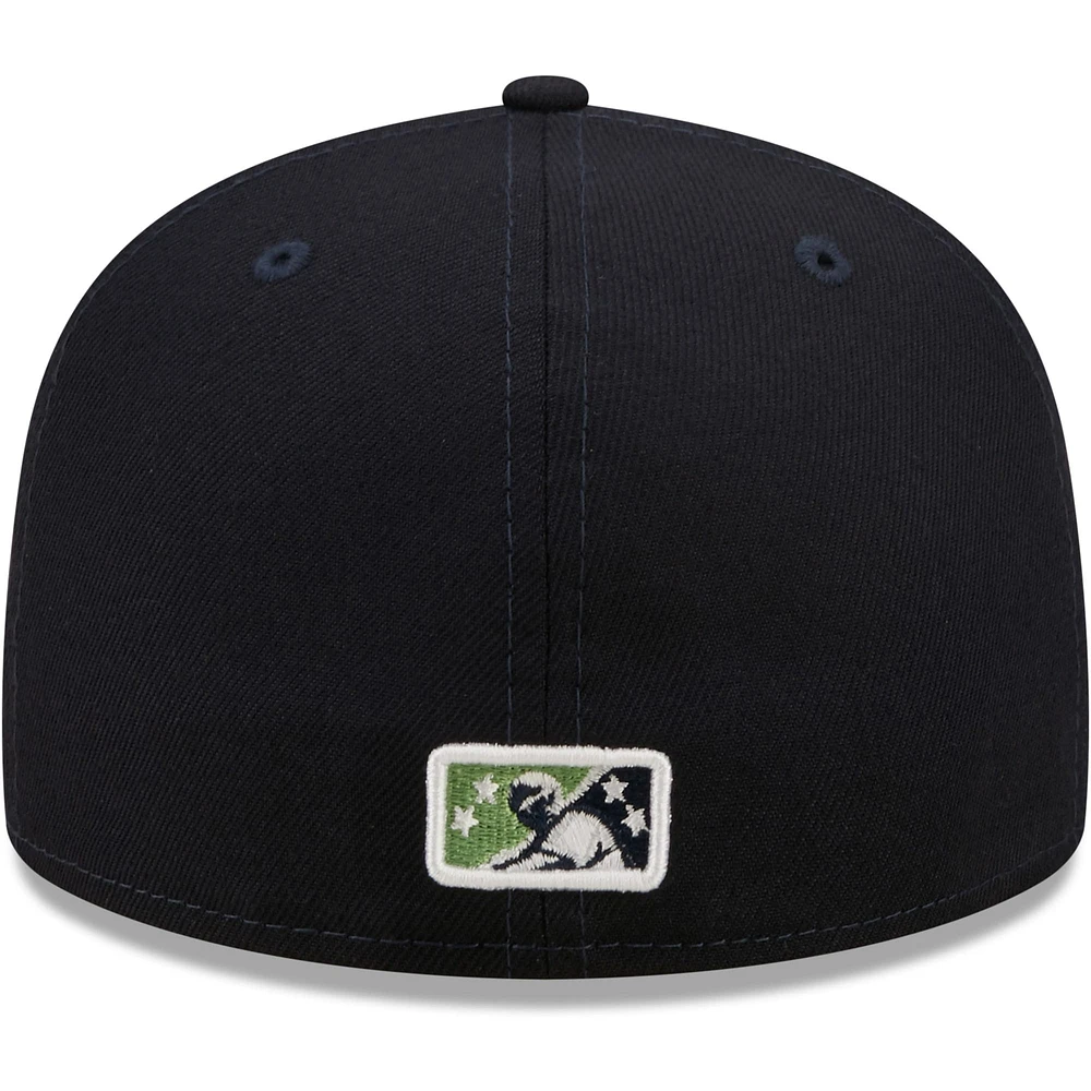 Men's New Era Navy Gwinnett Stripers Alternate Logo Authentic Collection 59FIFTY Fitted Hat