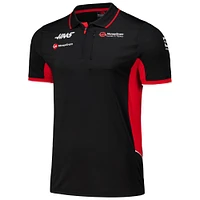 Polo ajusté à quart de zip Haas F1 Team pour hommes noir