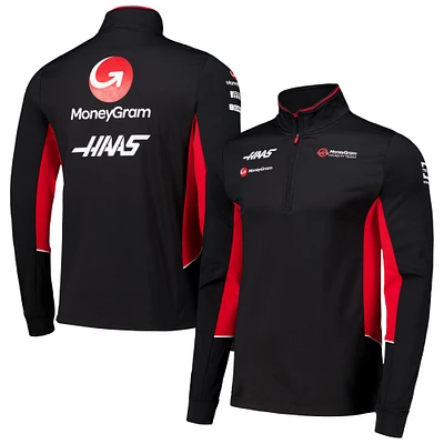 Pull ajusté à demi-zip Haas F1 Team noir pour hommes