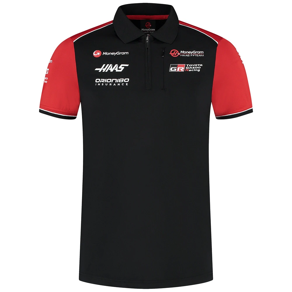 Men's Haas F1 Black Team Fitted Quarter-Zip Polo