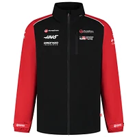 Imperméable léger à capuche amovible Haas F1 Black Team pour homme, entièrement zippé