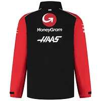 Imperméable léger à capuche amovible Haas F1 Black Team pour homme, entièrement zippé