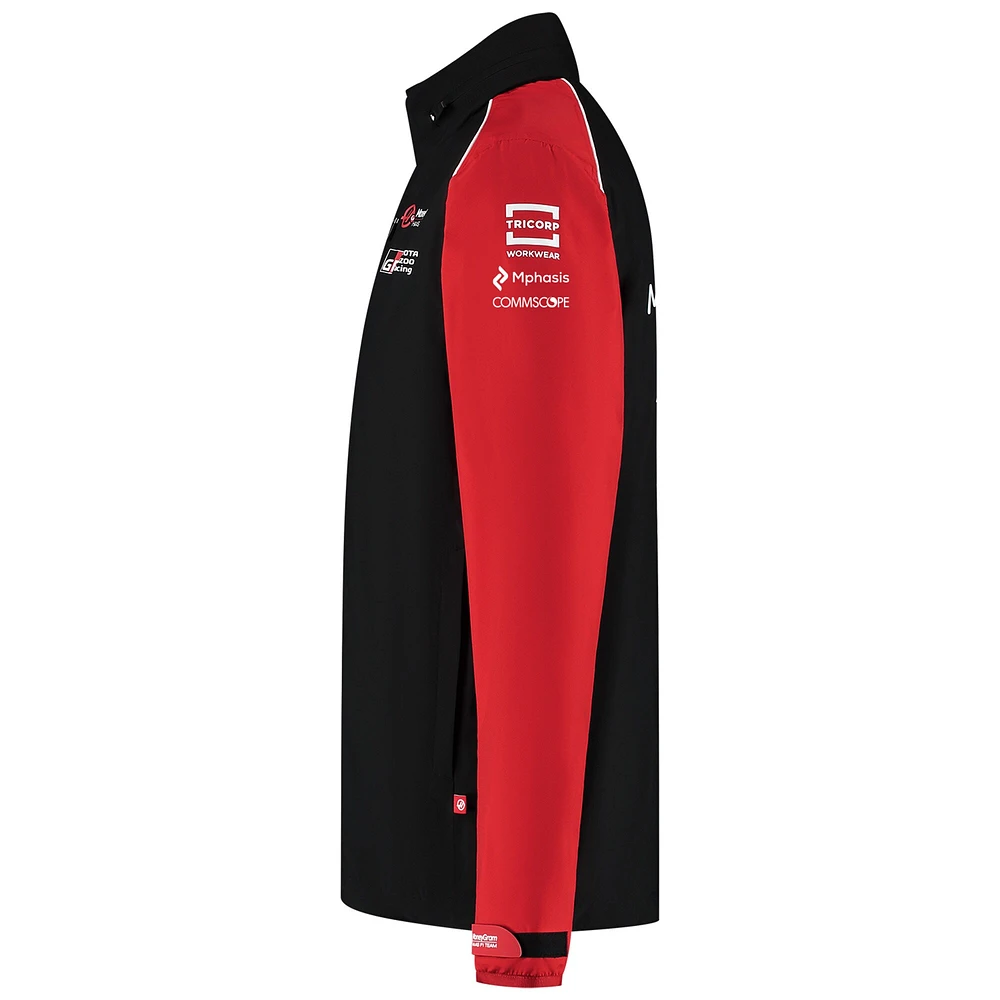Imperméable léger à capuche amovible Haas F1 Black Team pour homme, entièrement zippé