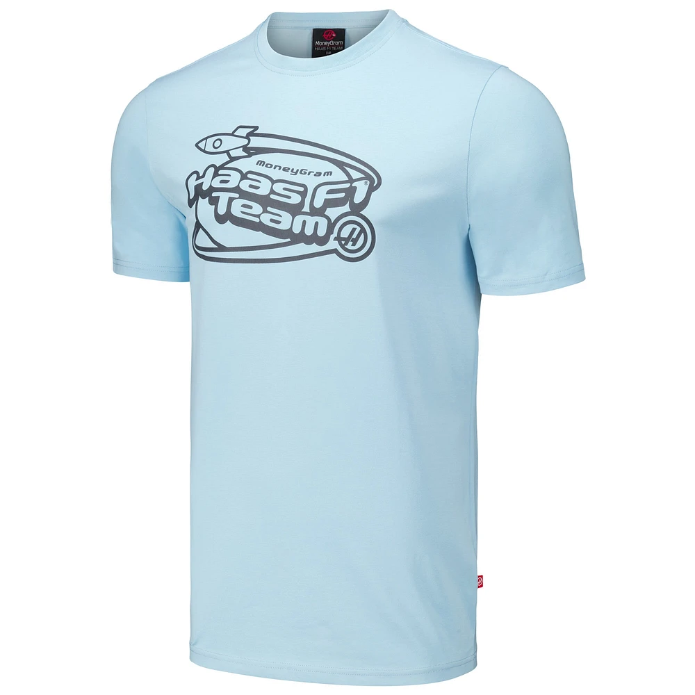 Men's  Light Blue Haas F1 Team Rocket Ship T-Shirt